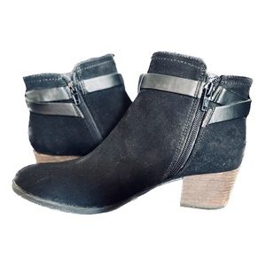 Black Suede and Leather Booties